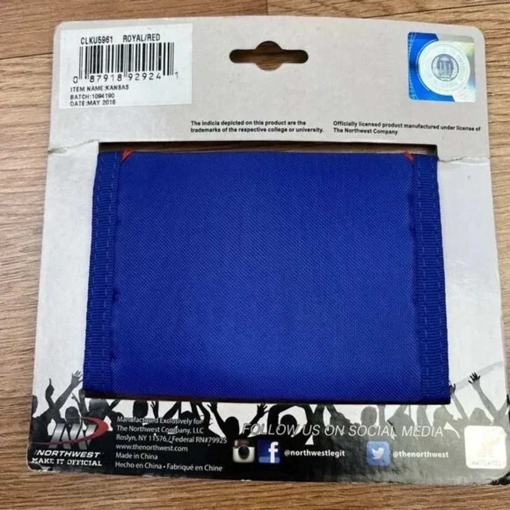 KU Jayhawks Trifold Wallet Blue and Red Kansas University NEW‎